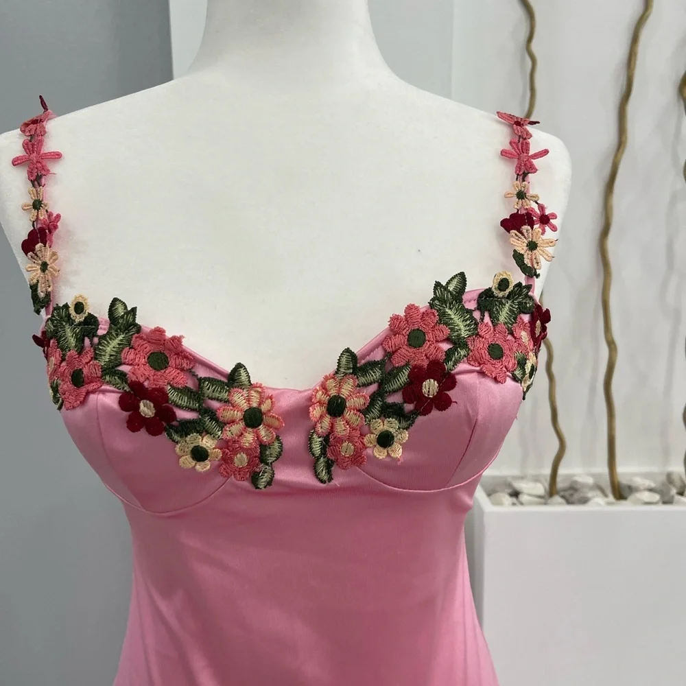 B Darlin Pink Floral Satin Gown